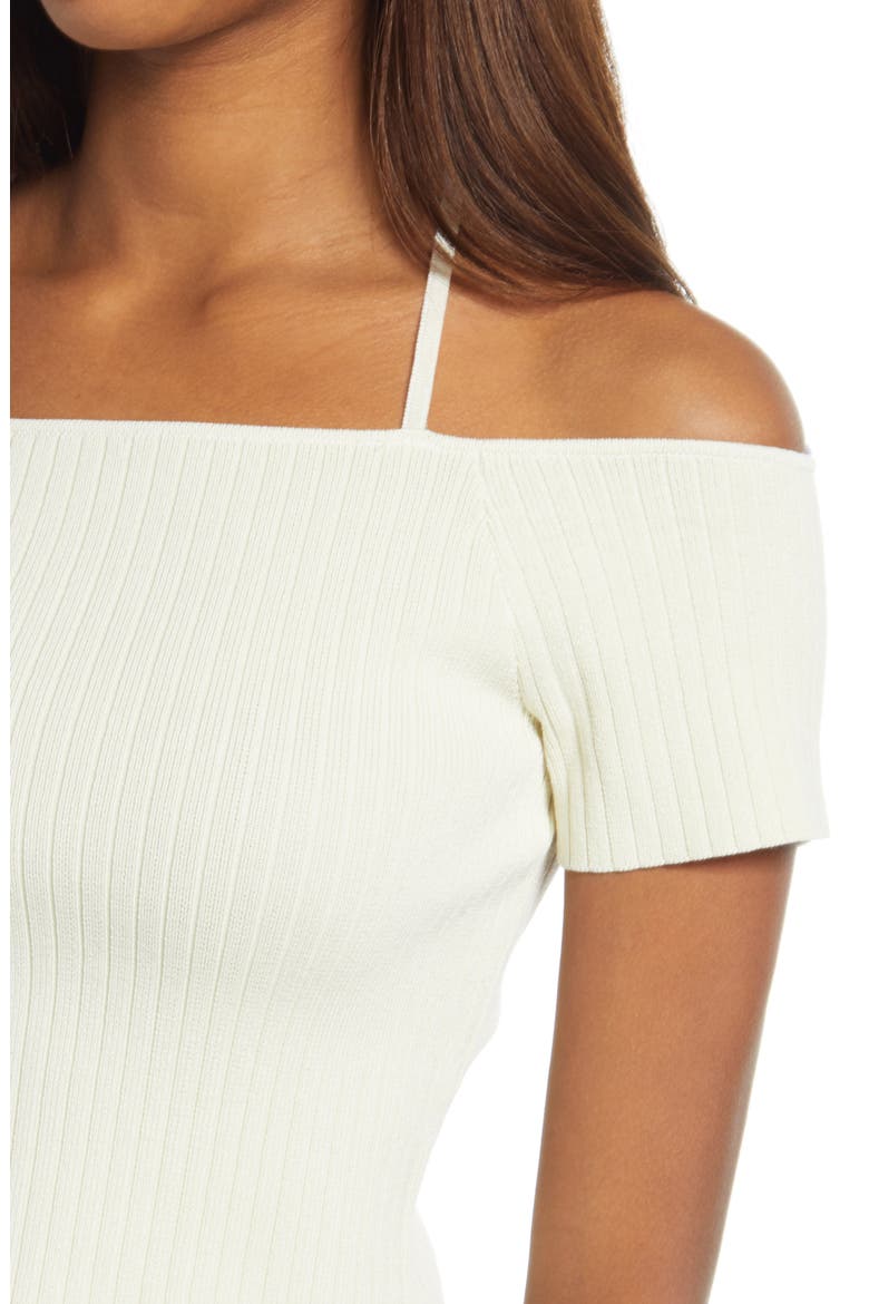 Deena Off the Shoulder Rib Knit Crop Top, Alternate, color, ANTIQUE IVORY