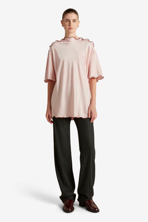 Marina Moscone Cady T-shirt With Scalloped Edge In Pink