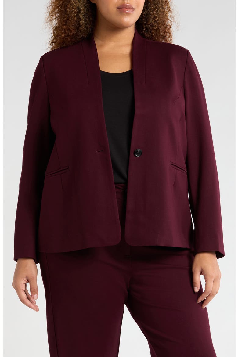 Lennox Padded Shoulder Stretch Ponte Blazer, Main, color, BLACK CHERRY