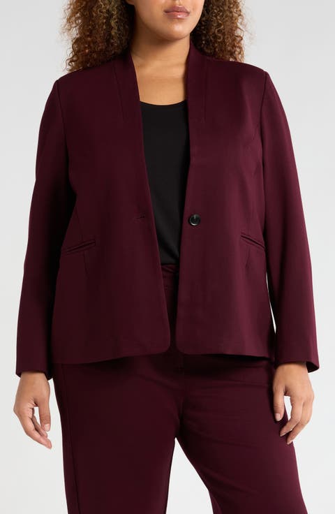 Lennox Padded Shoulder Stretch Ponte Blazer (Plus)