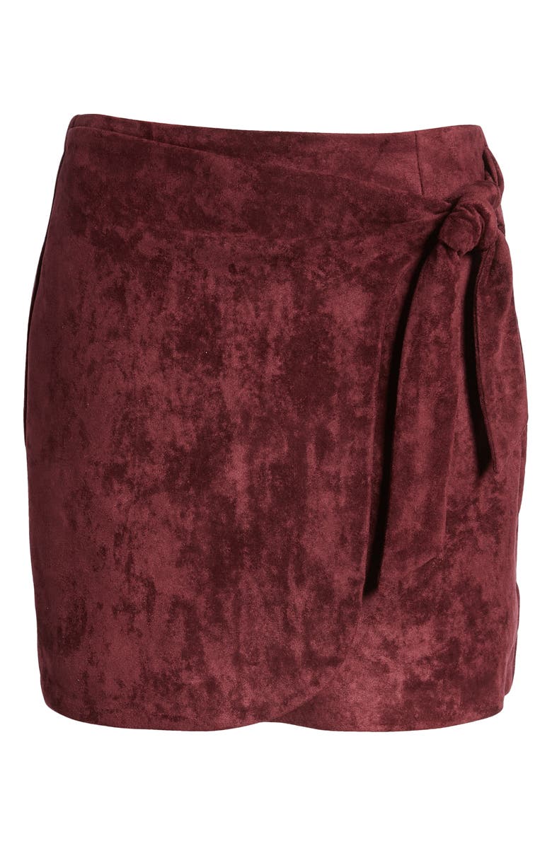 BLANKNYC Faux Suede Wrap Front Miniskirt, Alternate, color, 