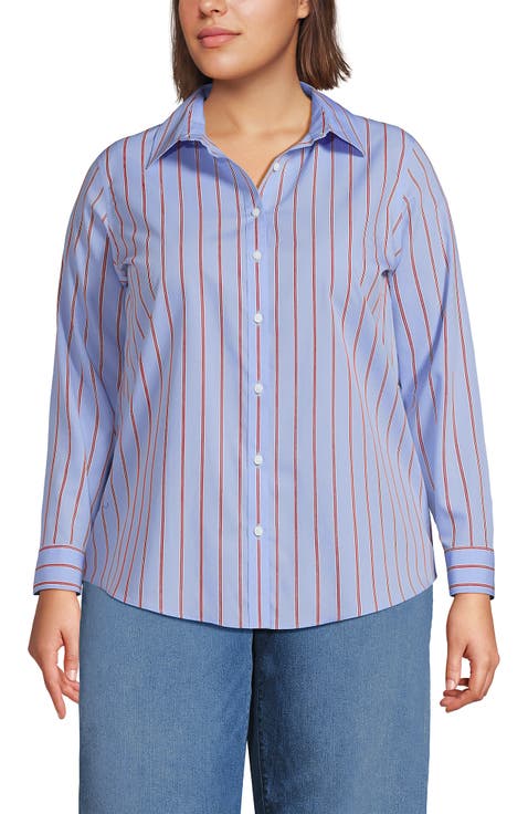 Plus Size No Iron Button Front Shirt