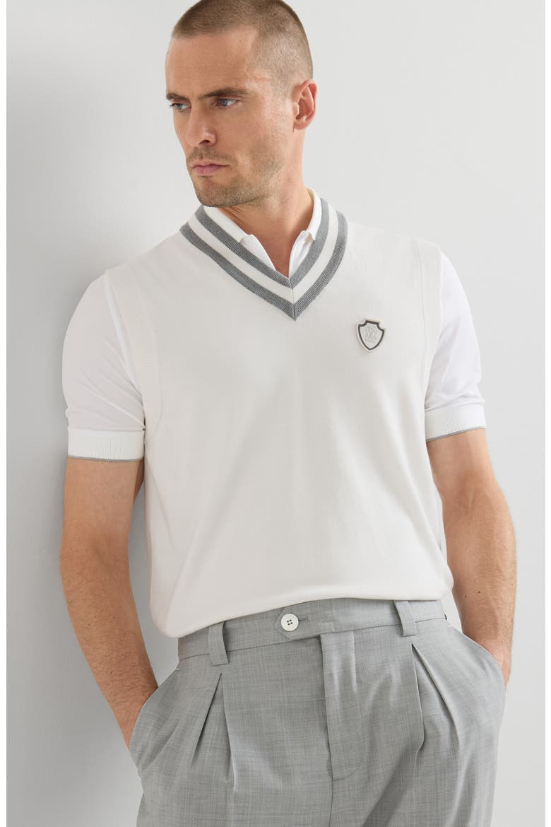 Cotton knit vest with logo, Alternate, color, Panama