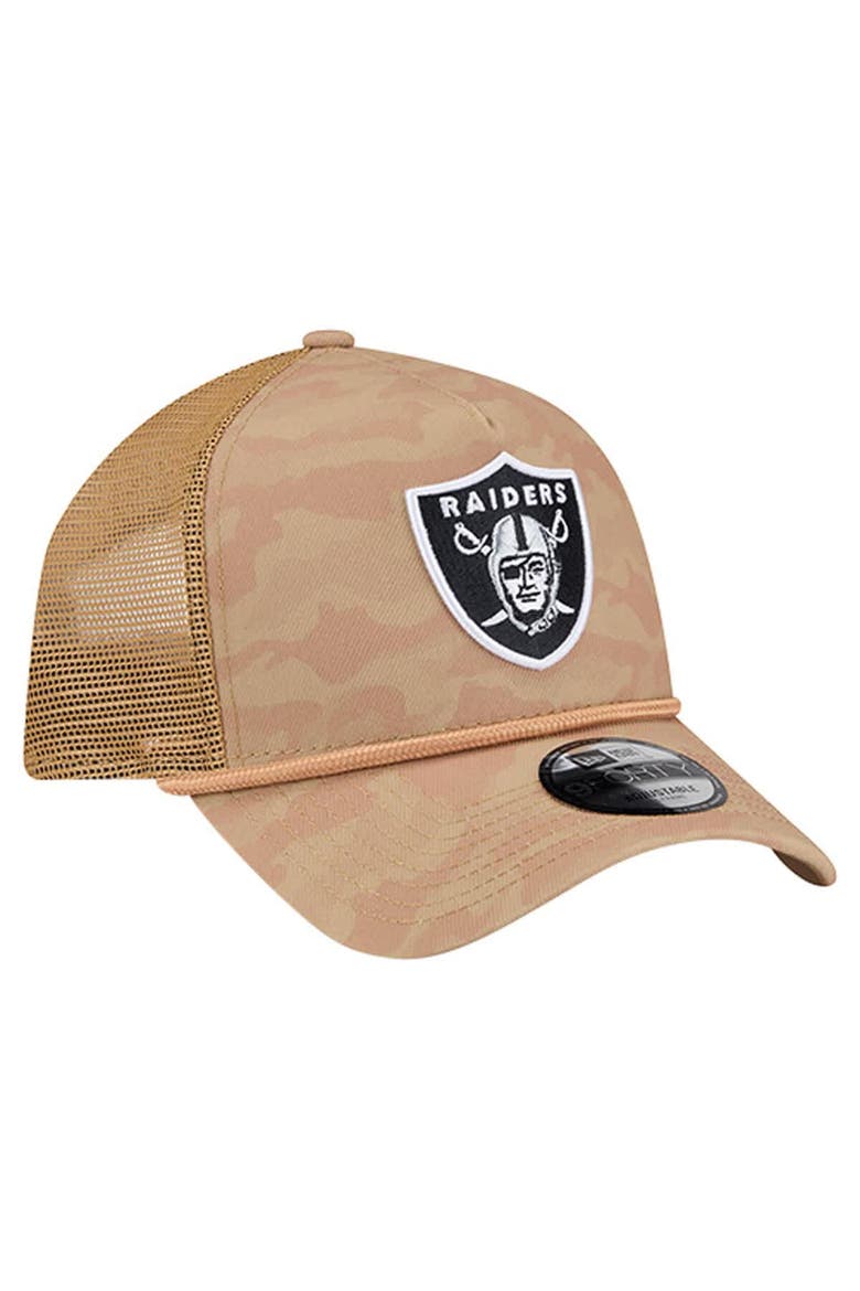 Men's New Era  Tan Las Vegas Raiders Wheat Camo 9FORTY Adjustable Hat, Alternate, color, Tan