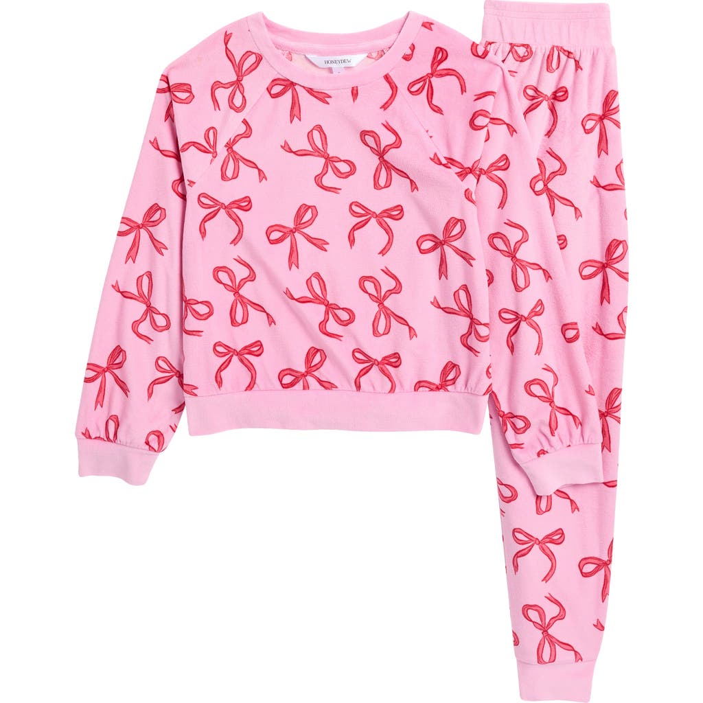Honeydew Kids' Snuggle Up Print Lounge Sweatshirt & Joggers Set In Pink