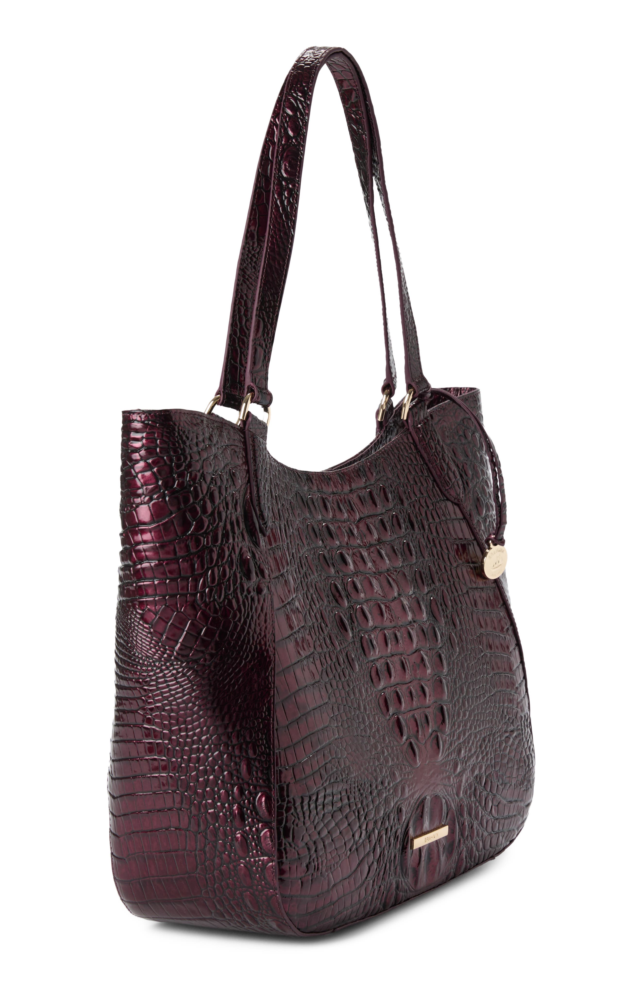 Aliza Croc Embossed Leather Tote, Alternate, color, OXBLOOD