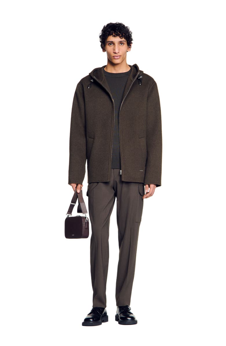 SANDRO Hooded windbreaker, Alternate, color, Dark Khaki