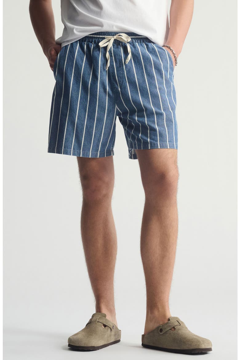 Stripe Pull-On Loose Fit Shorts, Main, color, BLUE STRIPED