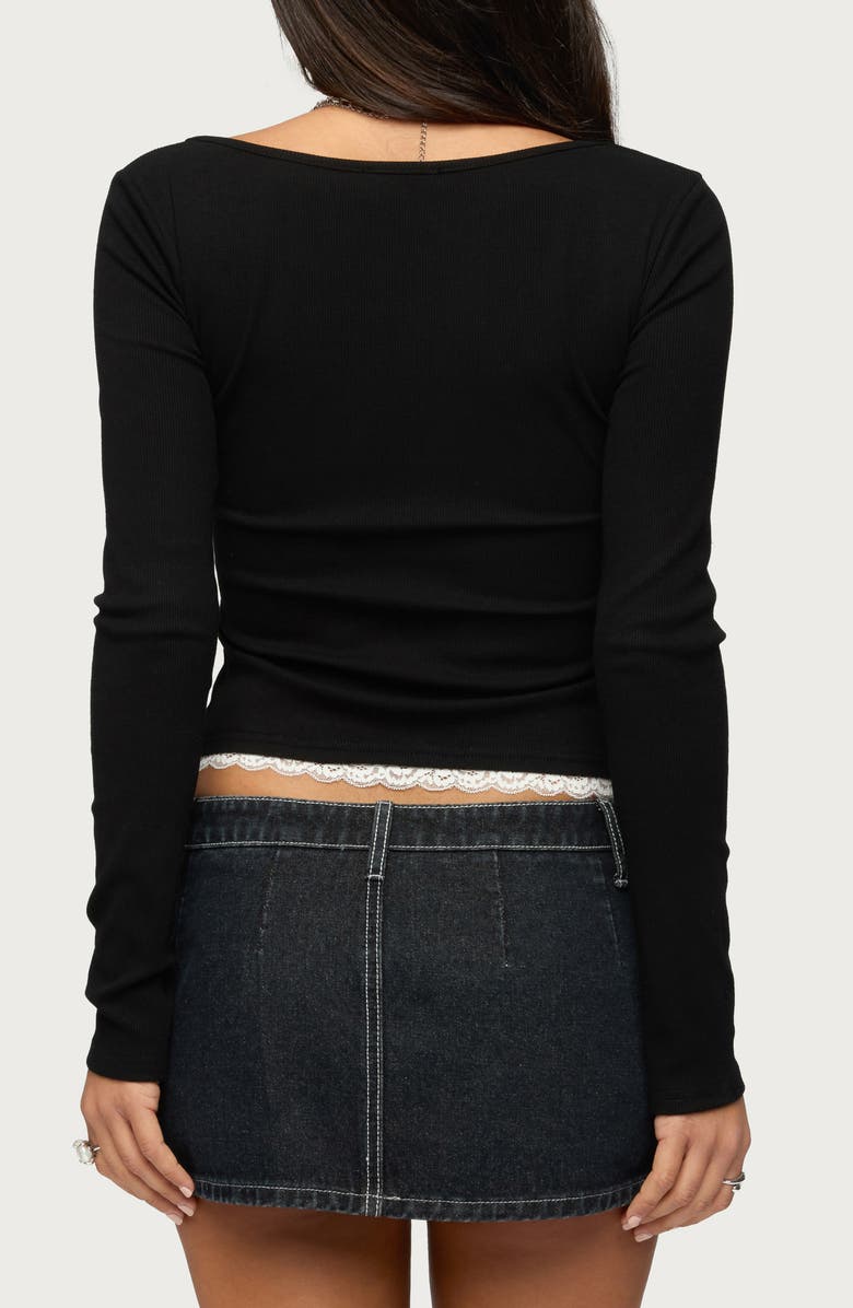 EDIKTED Joana Layered Lacy Henley Top, Alternate, color,