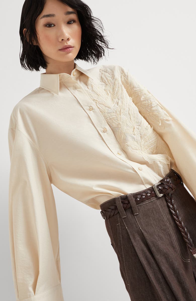 Brunello Cucinelli Flora Appliqué shirt, Alternate, color, 