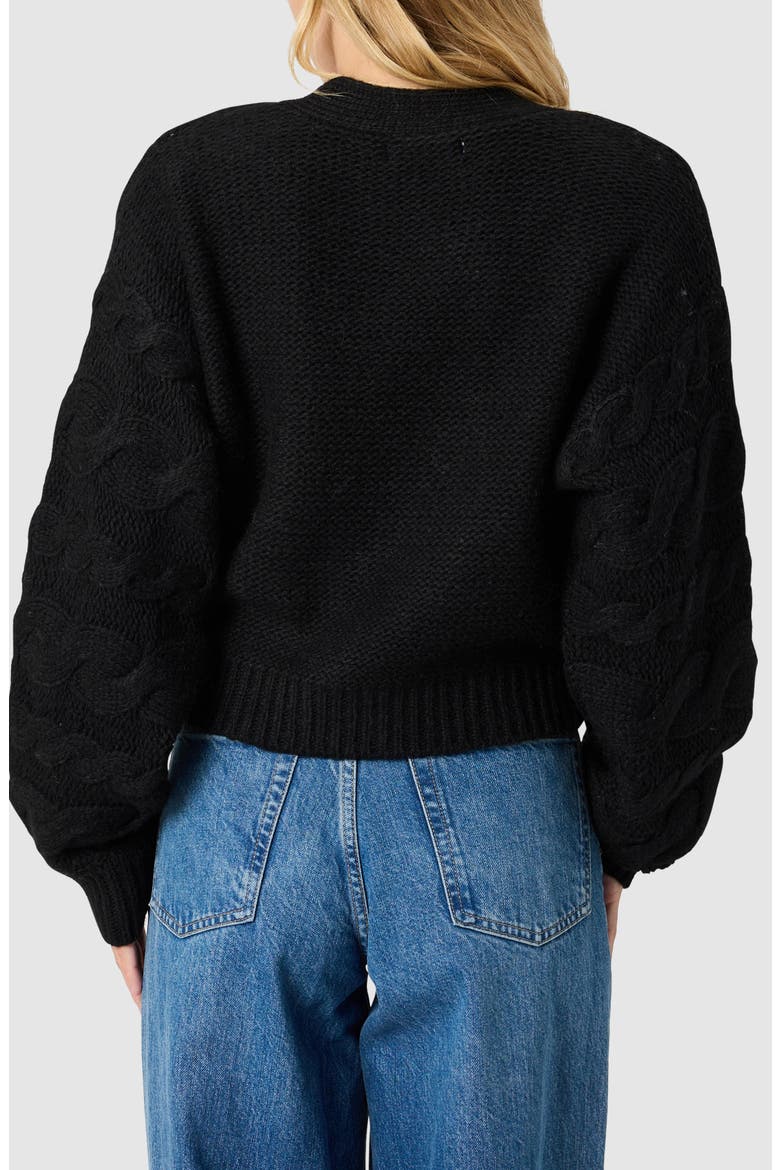 Cable Stitch Cardigan, Alternate, color, BLACK