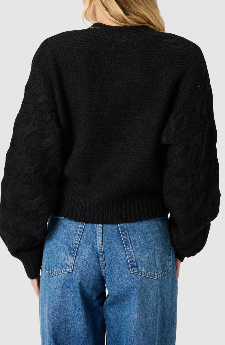 All in Favor Cable Stitch Cardigan, Alternate, color, Black