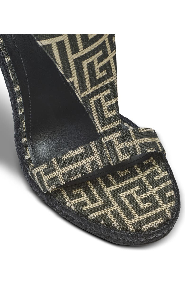 Balmain Anthem wedge espadrilles in monogram jacquard, Alternate, color, Black