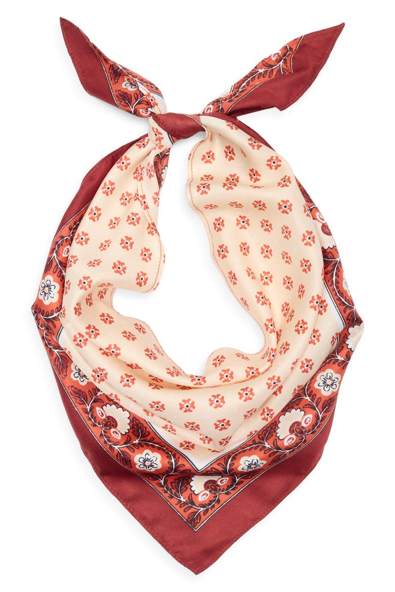 Block Print Triangular Scarf, Main, color, SAND