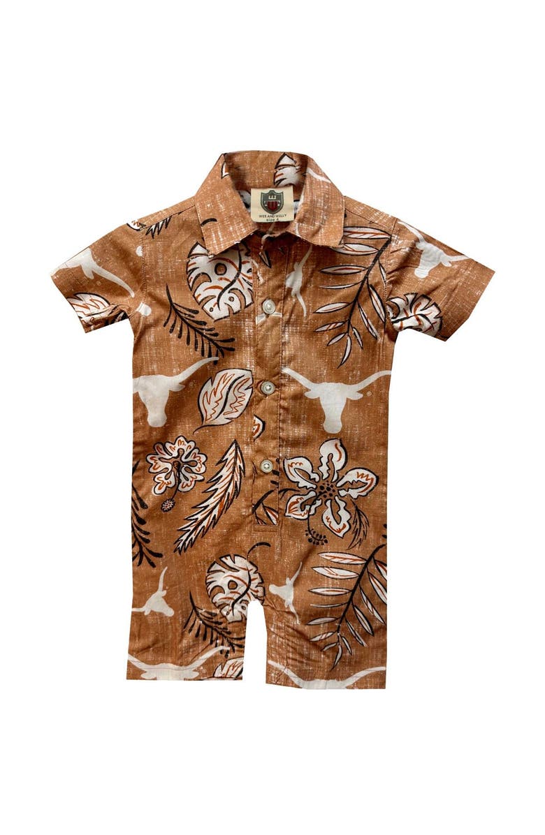 Wes & Willy Infant Wes & Willy Texas Orange Texas Longhorns Vintage Floral Romper, Alternate, color, 