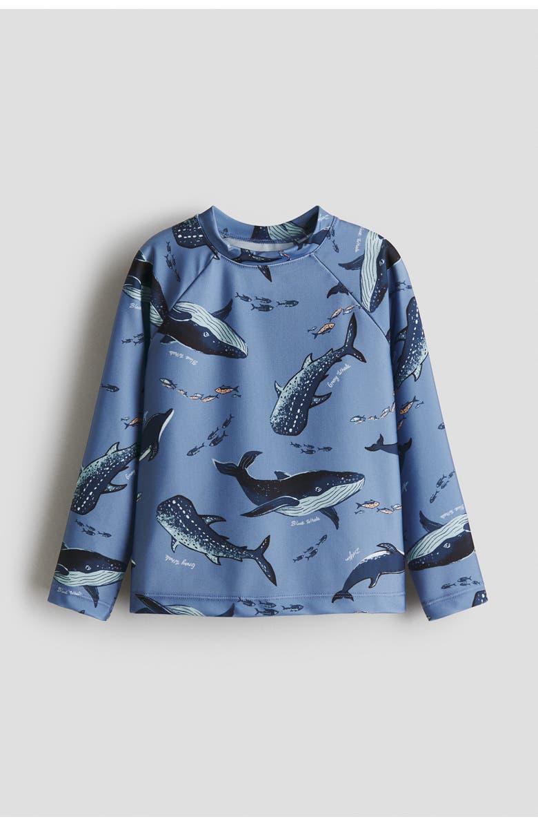 H&M Upf 50 Swim Top, Main, color, Blue/Whales