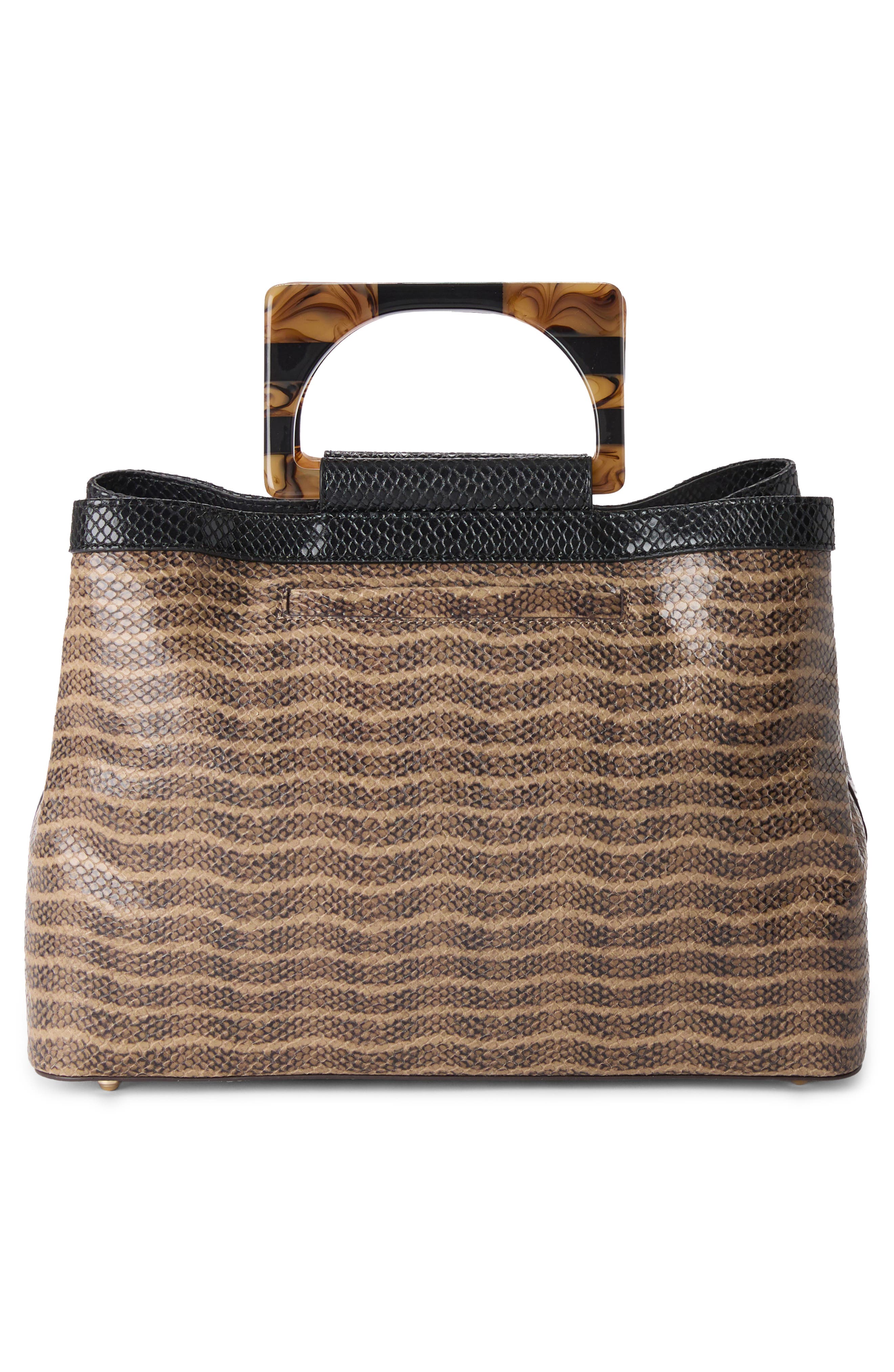 Small Denise Croc Embossed Leather Satchel, Alternate, color, BROWN MULTI
