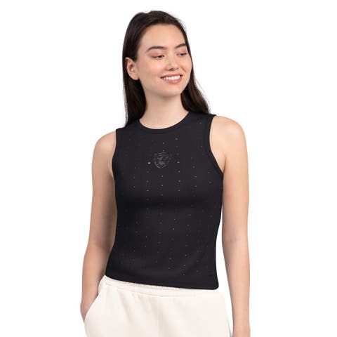 Women's Starter Black Las Vegas Raiders Rhinestone Sprinkle Ribbed Tank