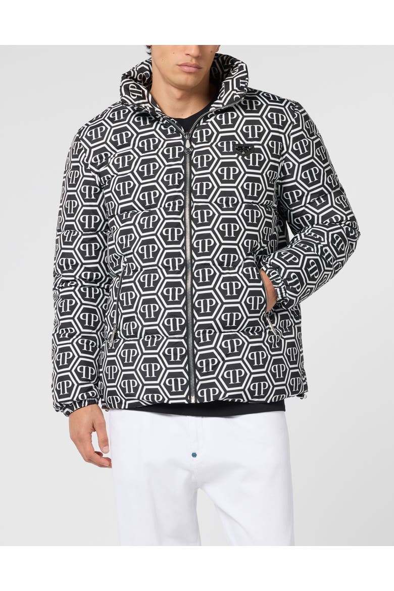Nylon Puffer Jacket Monogram Men, Main, color, black