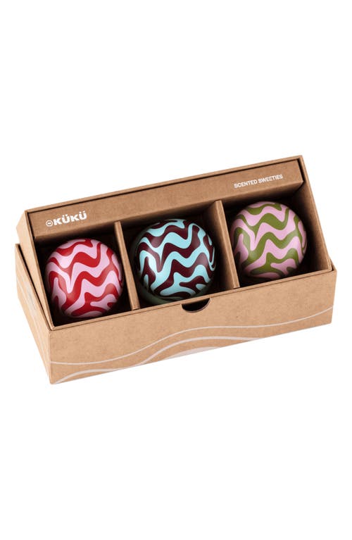 Wekükü Wekuku Scented Sweeties Set Of 3 Floral Fruity Candles In Multi