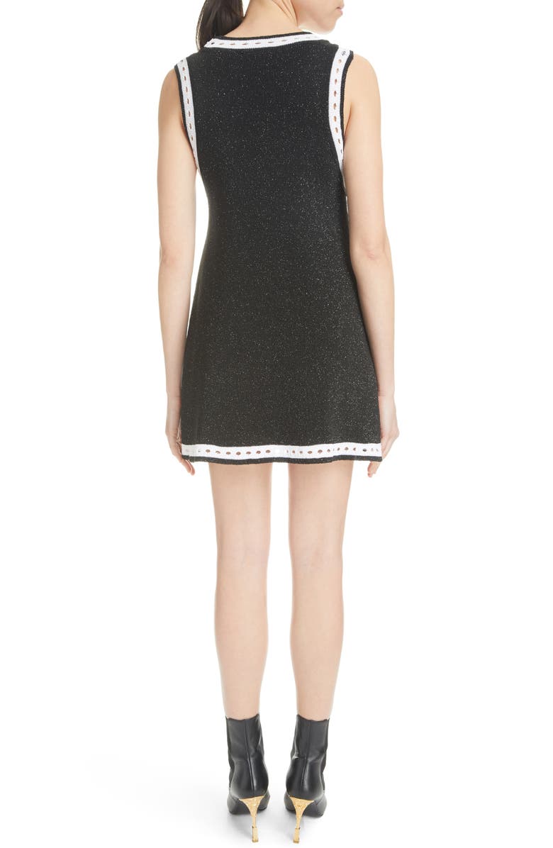 Balmain Eight-Button Metallic Knit Dress, Alternate, color,
