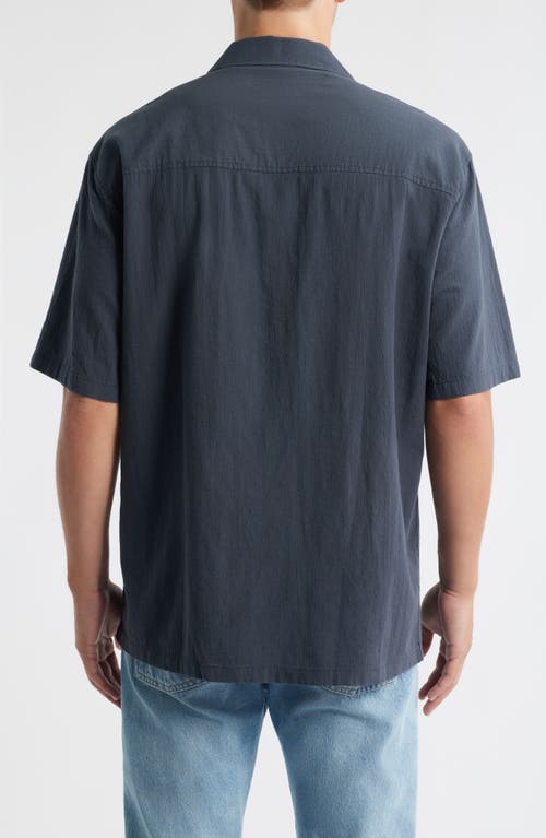 Brooklyn Industries Short Sleeve Cotton Button-up Shirt In Blue