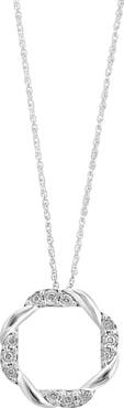 EFFY Sterling Silver Diamond Twisted Open Circle Pendant Necklace