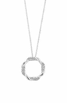 EFFY Sterling Silver Diamond Twisted Open Circle Pendant Necklace
