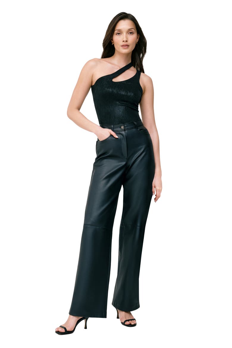 Siren Metallic One-Shoulder Jersey Top, Alternate, color, ONYX