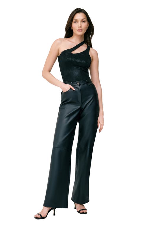 Marcella Siren Metallic One-shoulder Jersey Top In Onyx
