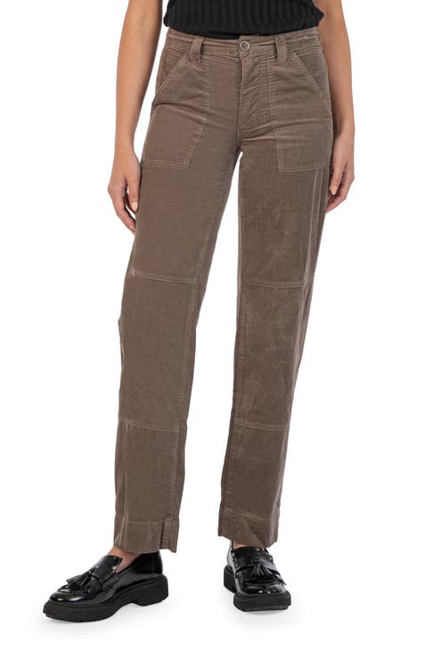 Elizabeth High Waist Ankle Straight Leg Corduroy Pants