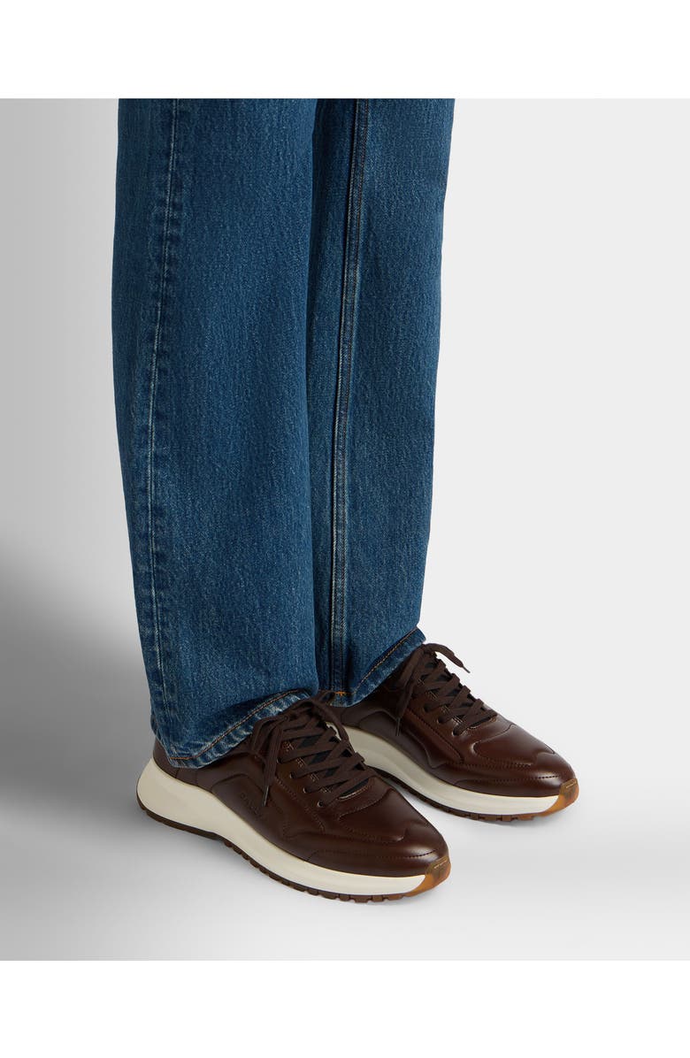 Bally Leather Outline Sneaker, Alternate, color, Brown