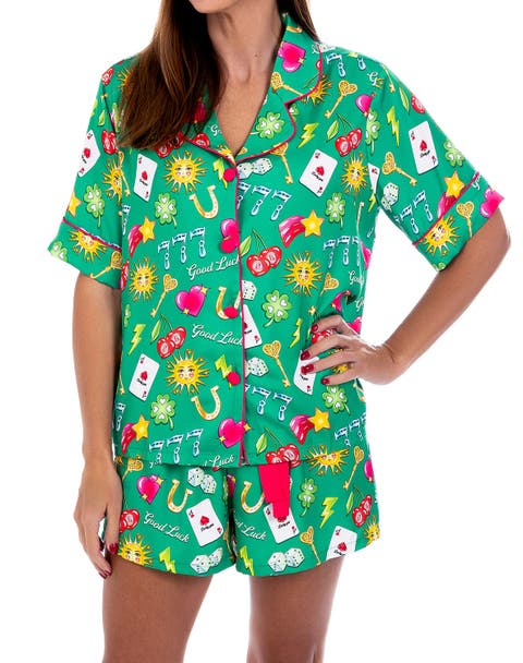 Women's Lucky Silky Short Sleeve Short Set