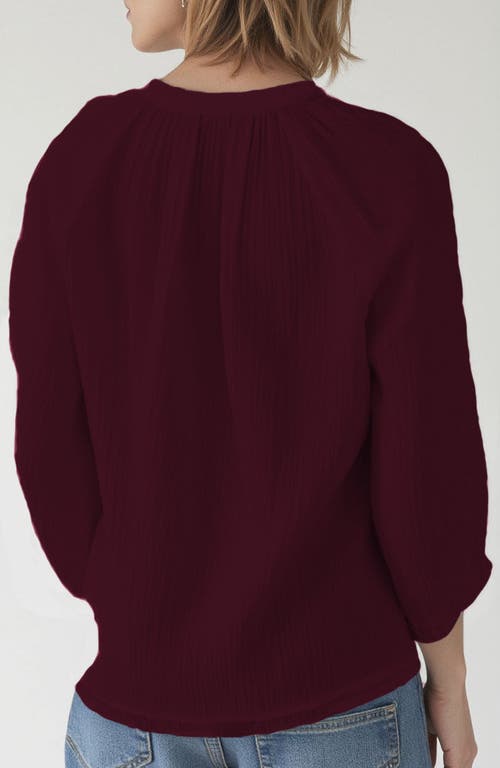 Ocean + Main Ocean+main Gauze Top In Burgundy