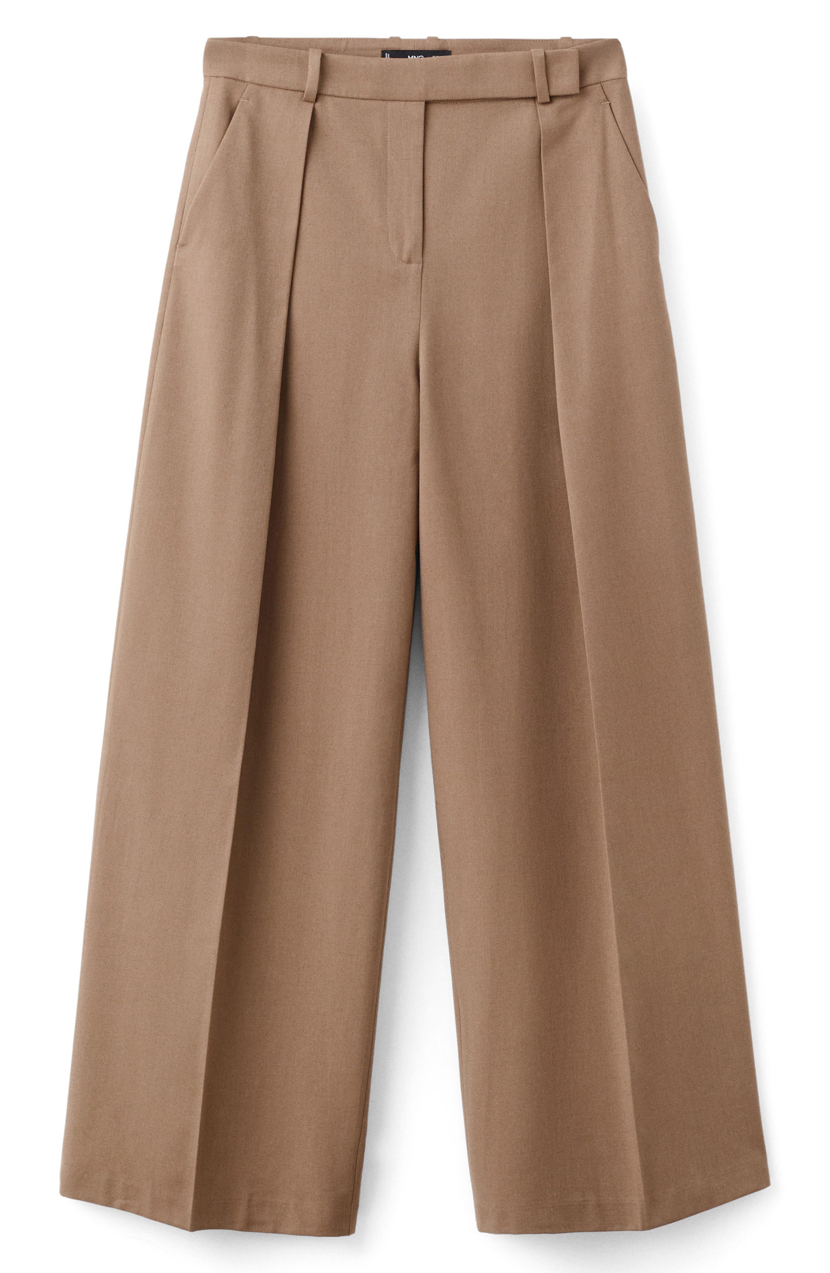 MANGO Pleated Straight Leg Pants