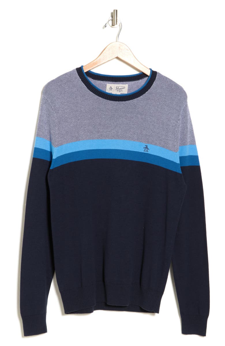 Original Penguin Colorblock Cotton Sweater, Alternate, color, Azure Blue