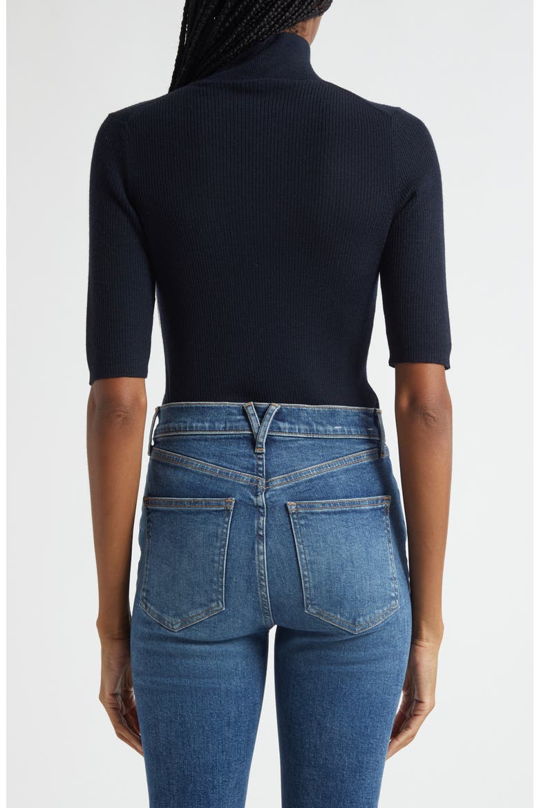 Alastair Rib Short Sleeve Merino Wool Sweater, Alternate, color, NAVY