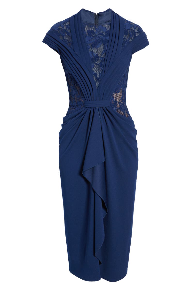 Tadashi Shoji Lace Inset Cap Sleeve Cocktail Dress, Alternate, color, 