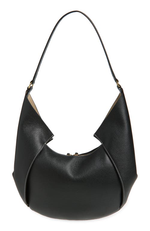 Ree Projects Large Riva Pebbled Leather Hobo Bag In Black