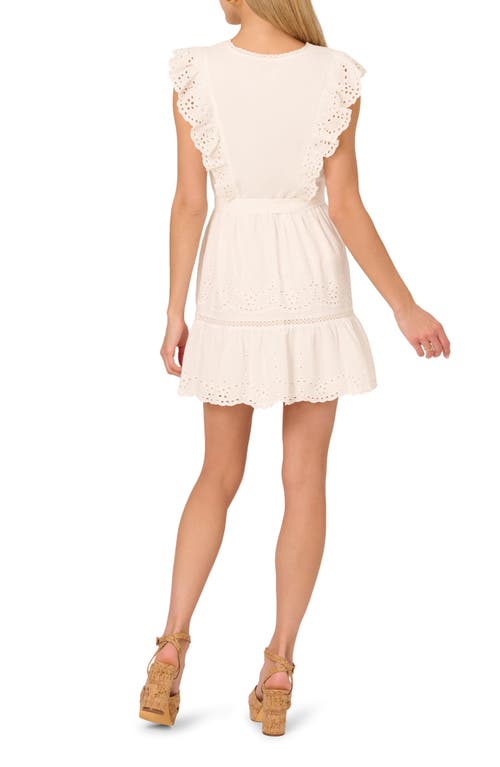 Adrianna Papell Eyelet Ruffle Cotton Mini Sundress In Ivory