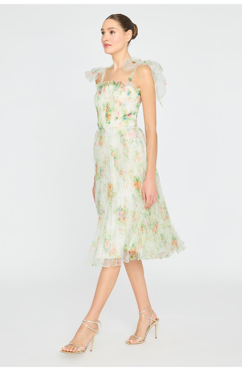 Theia Betty Pleated Organza Dress, Alternate, color, Petite Primrose