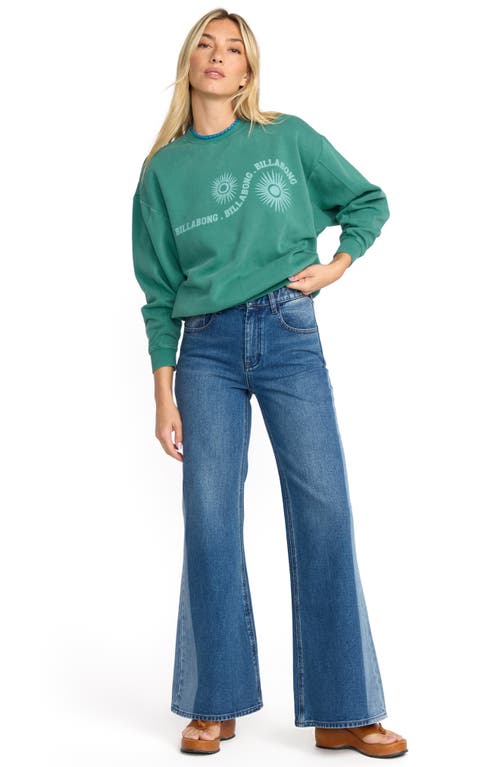 Billabong Time For Kendal Crewneck Fleece Graphic Sweatshirt In Green