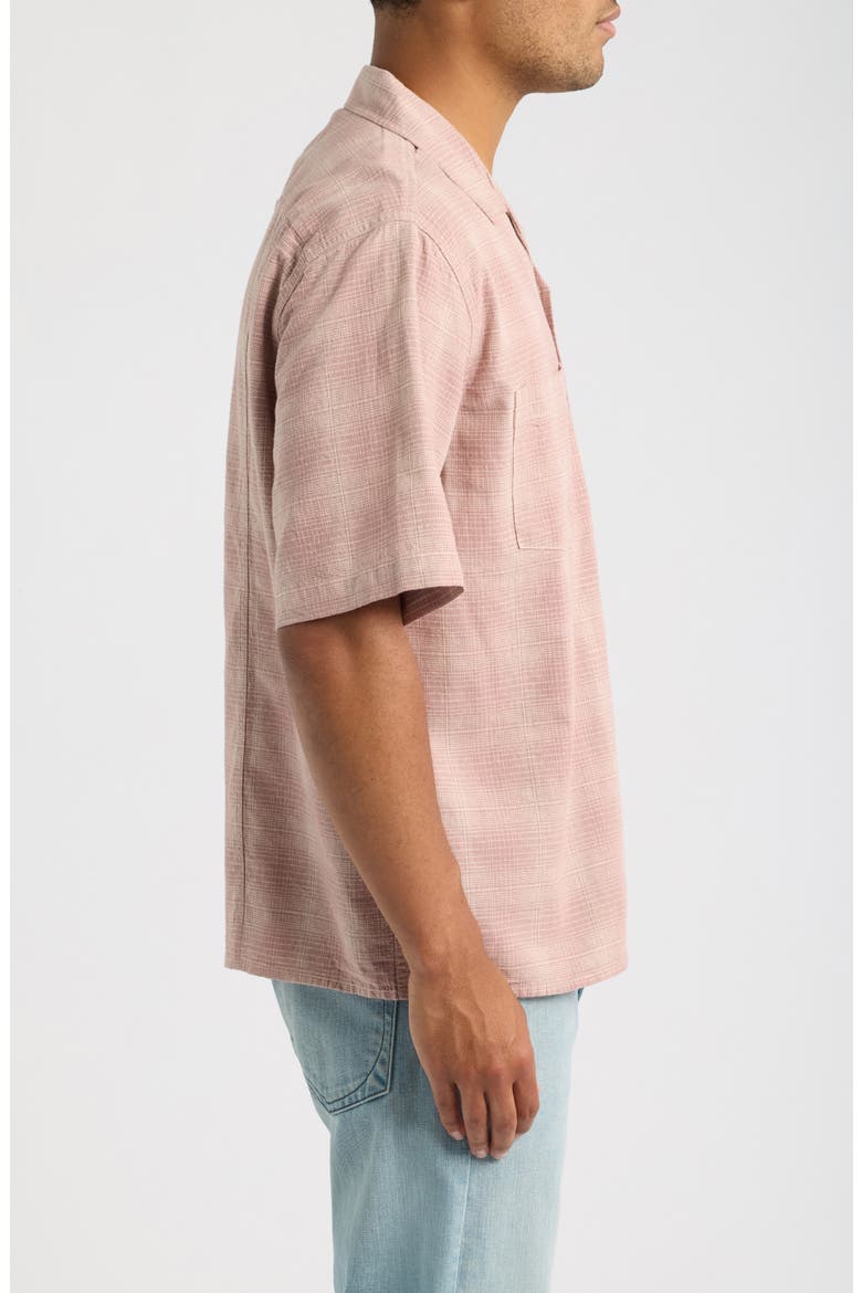 Plaid Short Sleeve Cotton & Linen Camp Shirt, Alternate, color, PNK
