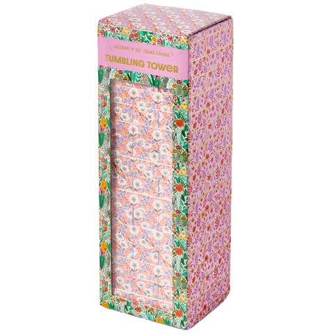Floral Tumbling Tower, Classic Wooden Blocks Stacking Game