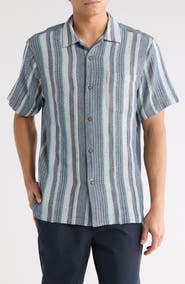 Tommy Bahama Milano Textured Stripe Cotton Camp Shirt