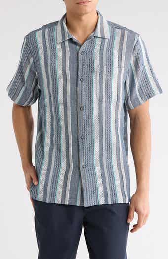 Milano Textured Stripe Cotton Camp Shirt