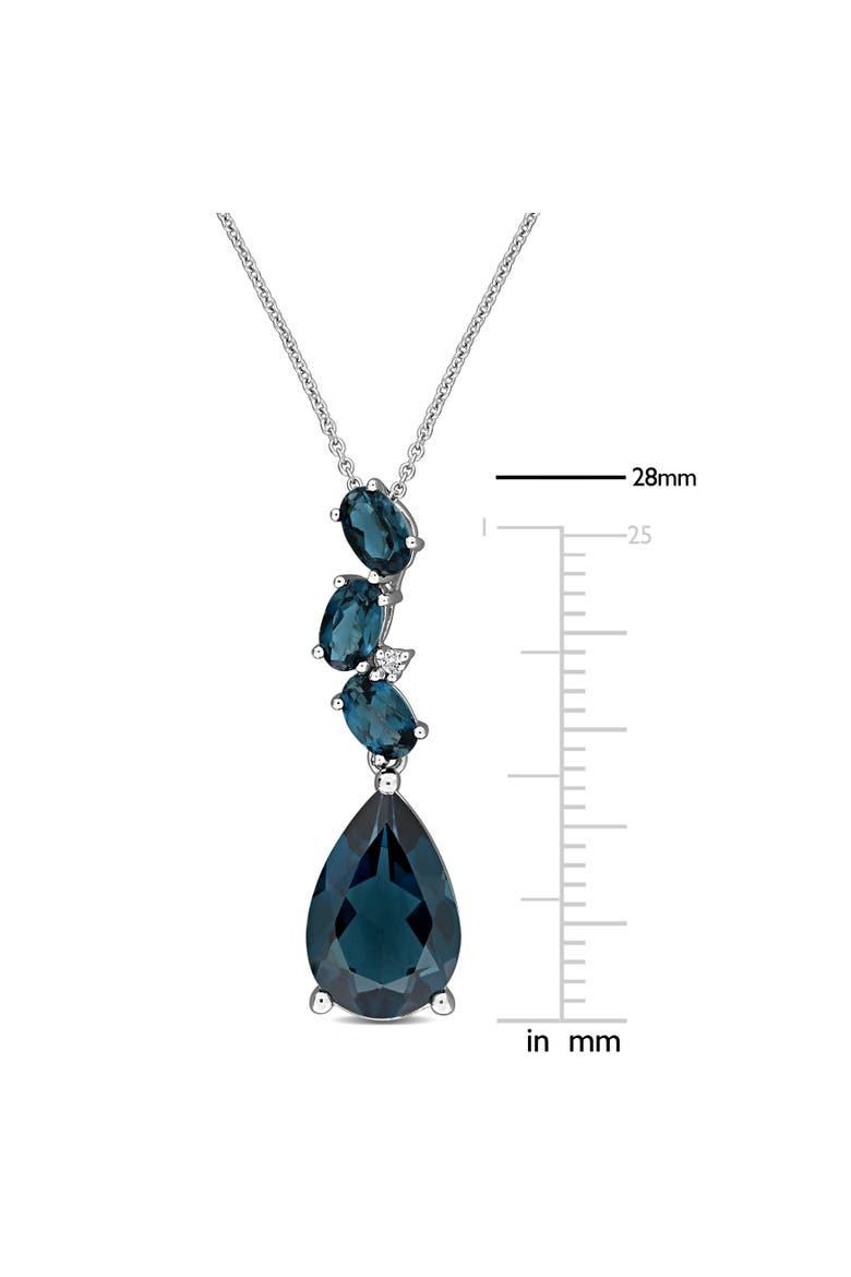 Blue Topaz & Diamond Drop Necklace 10k, Alternate, color, Blue Topaz