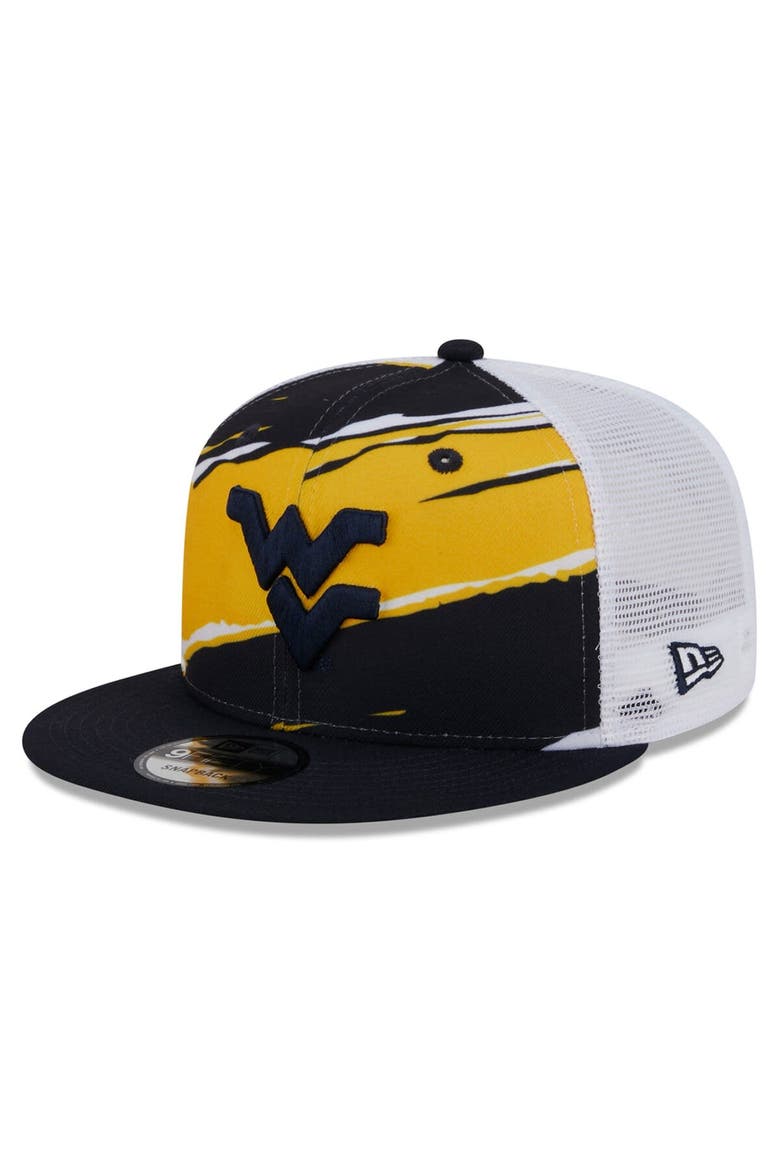 Men's New Era Navy West Virginia Mountaineers Tear Trucker 9FIFTY Snapback Hat, Main, color, Navy