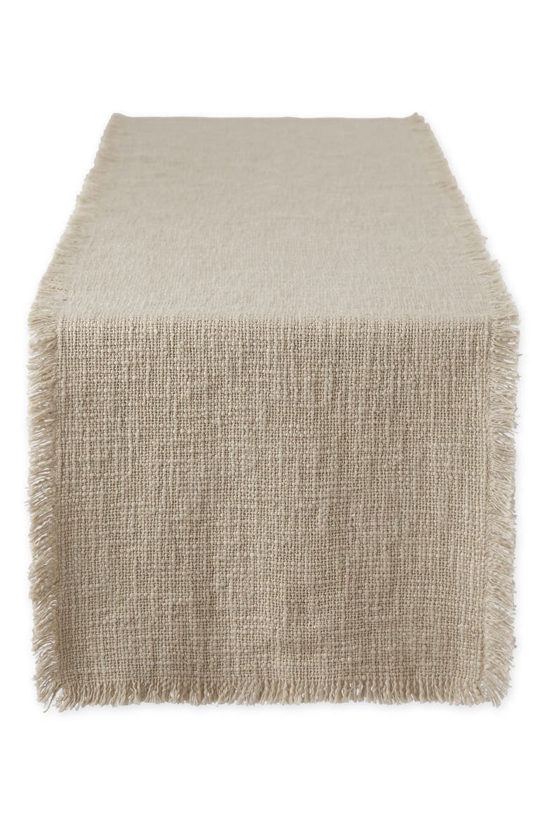 Chino Basket Fringe Table Runner, Main, color, NATURAL