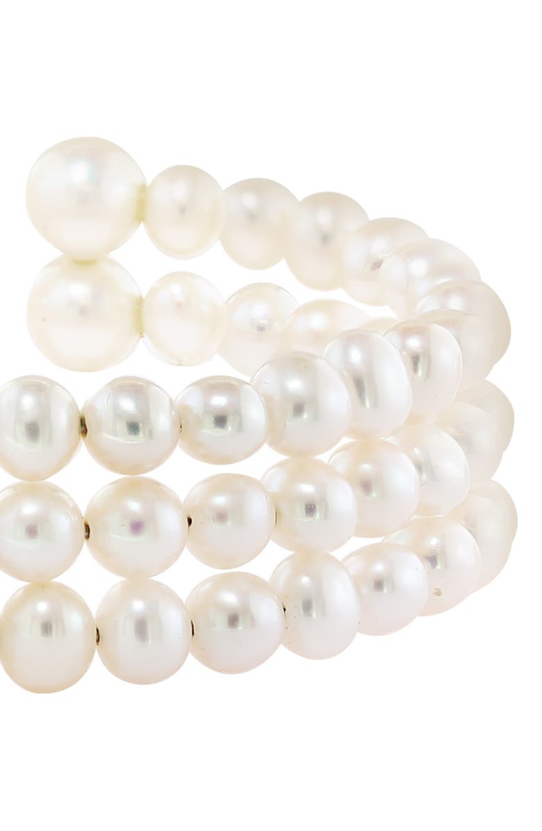 EFFY Sterling Silver 5.5–8.5mm Freshwater Pearl Triple Row Cuff Bracelet, Alternate, color, White